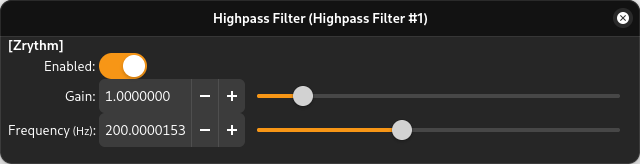 Highpass Filter skärmdump