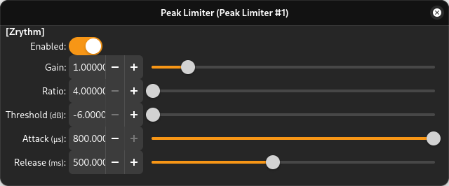 Peak Limiter captura do ecrã